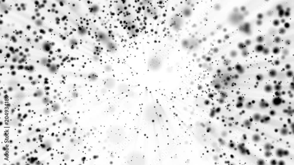black round particles slowly move against a white background. computer graphics black round particles slowly move against a white background. computer graphics