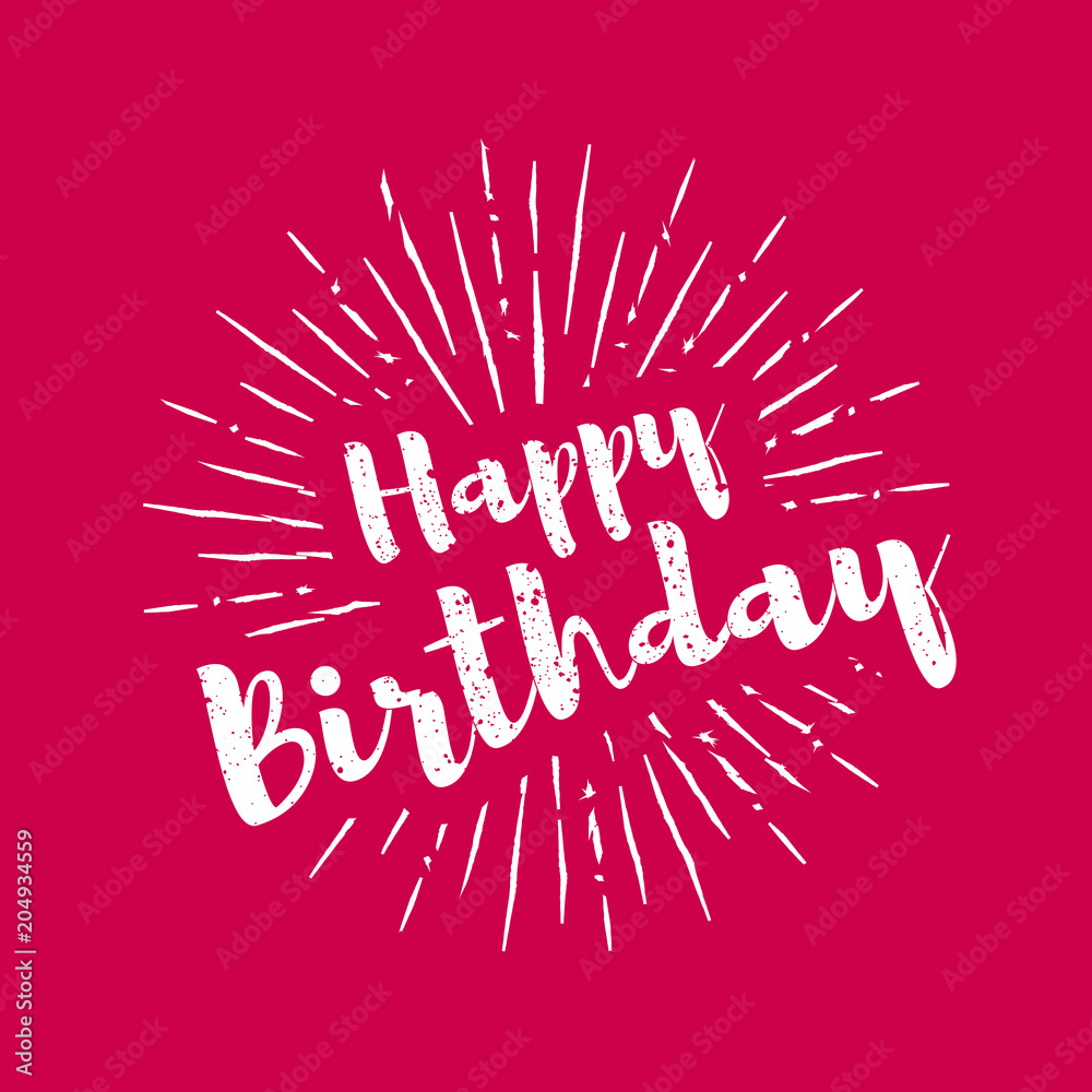 Happy birthday lettering with sunbursts background. Happy birthday lettering with sunbursts background.
