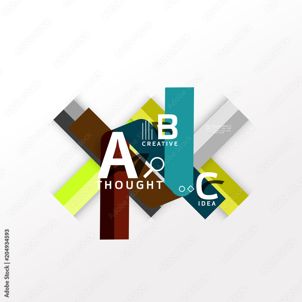 Geometric infographic banner, paper info diagram created with color shapes