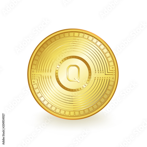 Qash Cryptocurrency Golden Coin Isolated