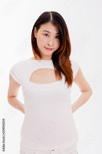 Taiwanese housewife on white background