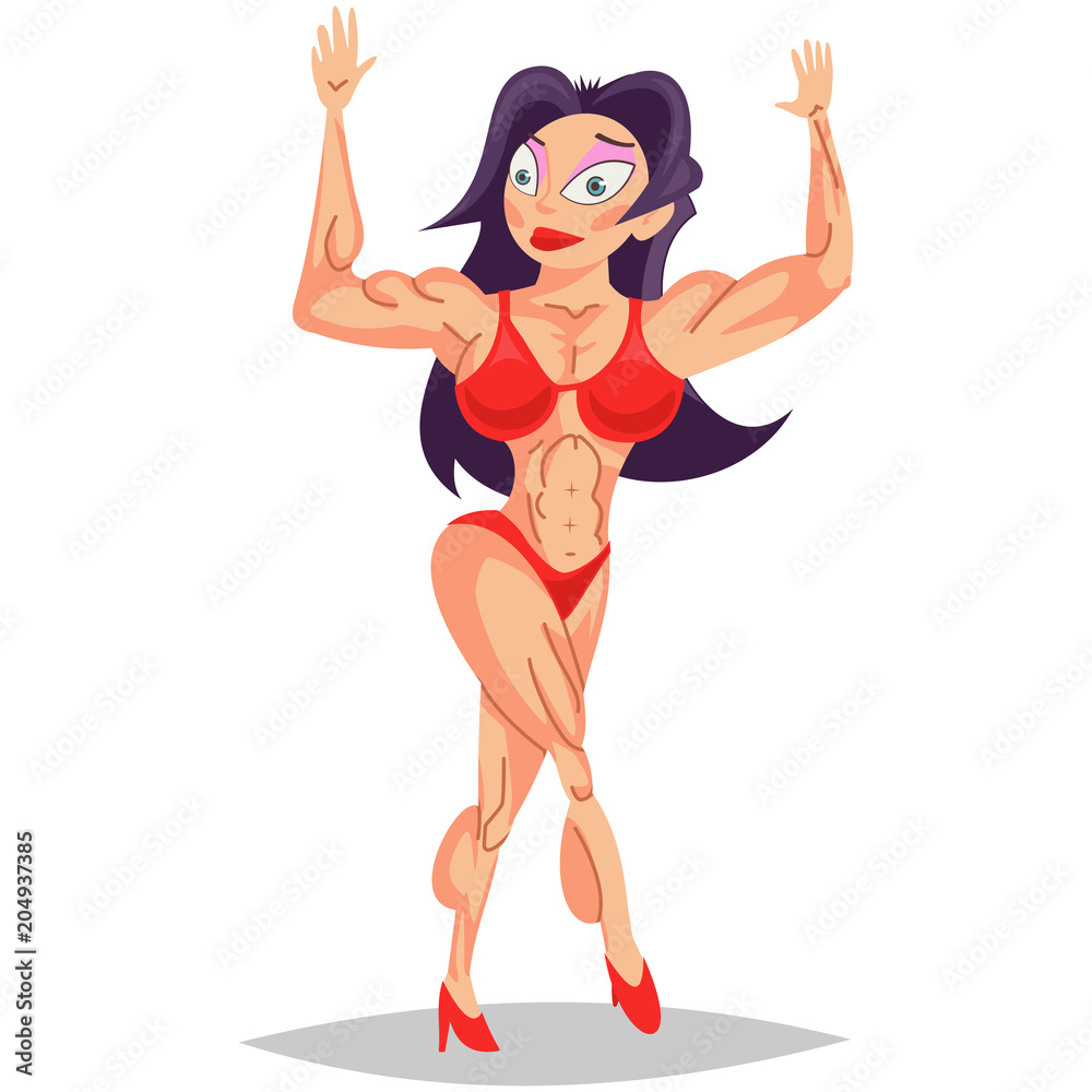 Female muscle cartoon