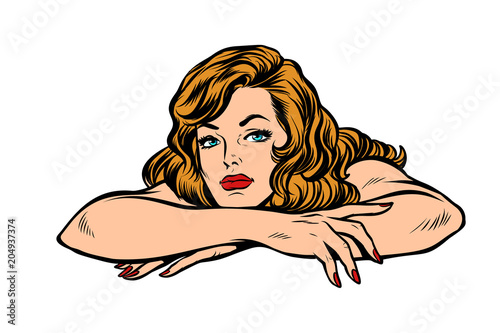 woman thought, lies isolated on white background