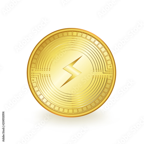 Storm Cryptocurrency Golden Coin Isolated