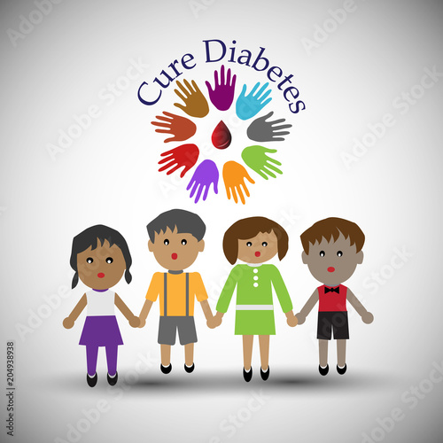 Concept of Juvenile Diabetes- Diabetes mellitus type 1 also known as type 1 diabetes. Also illustrates the Concept for cure diabetes.
