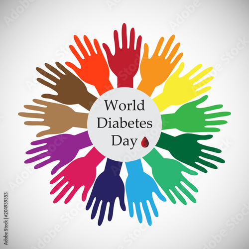World Diabetes Day, the primary global awareness campaign on diabetes mellitus which is held on November 14, Concept of join hands for cure diabetes.