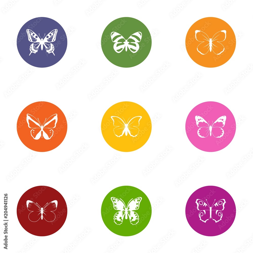 Bowtie icons set, flat style Bowtie icons set, flat style