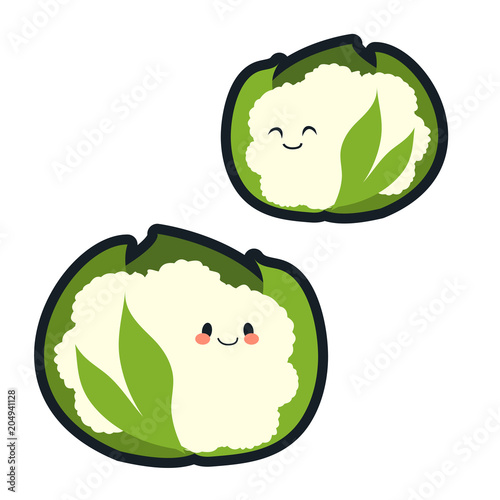 Cute cauliflower character in flat style, stikers