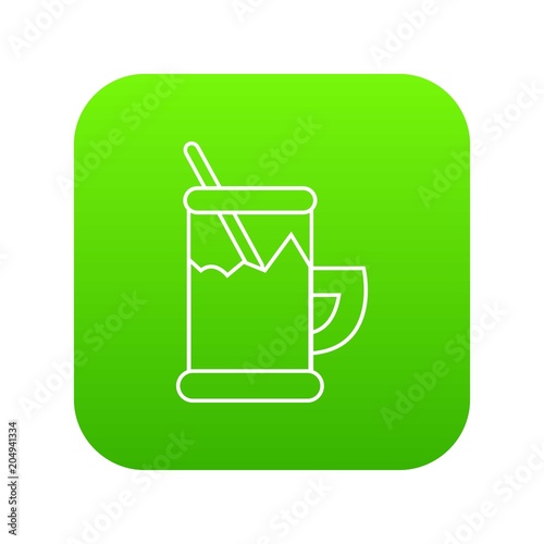 Metal glass cup tea icon green vector
