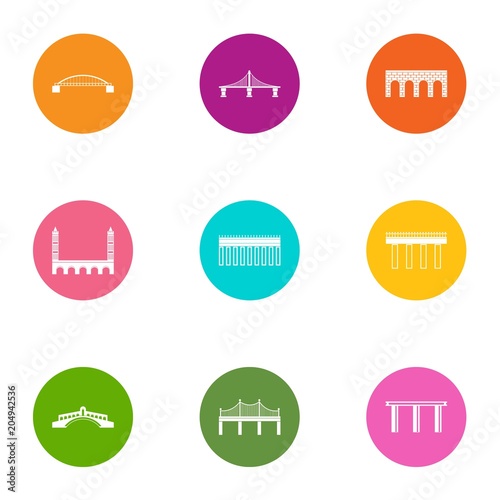 Overcoming icons set, flat style