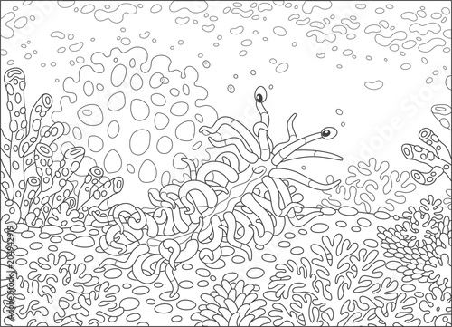 Funny sea monster mollusc t...