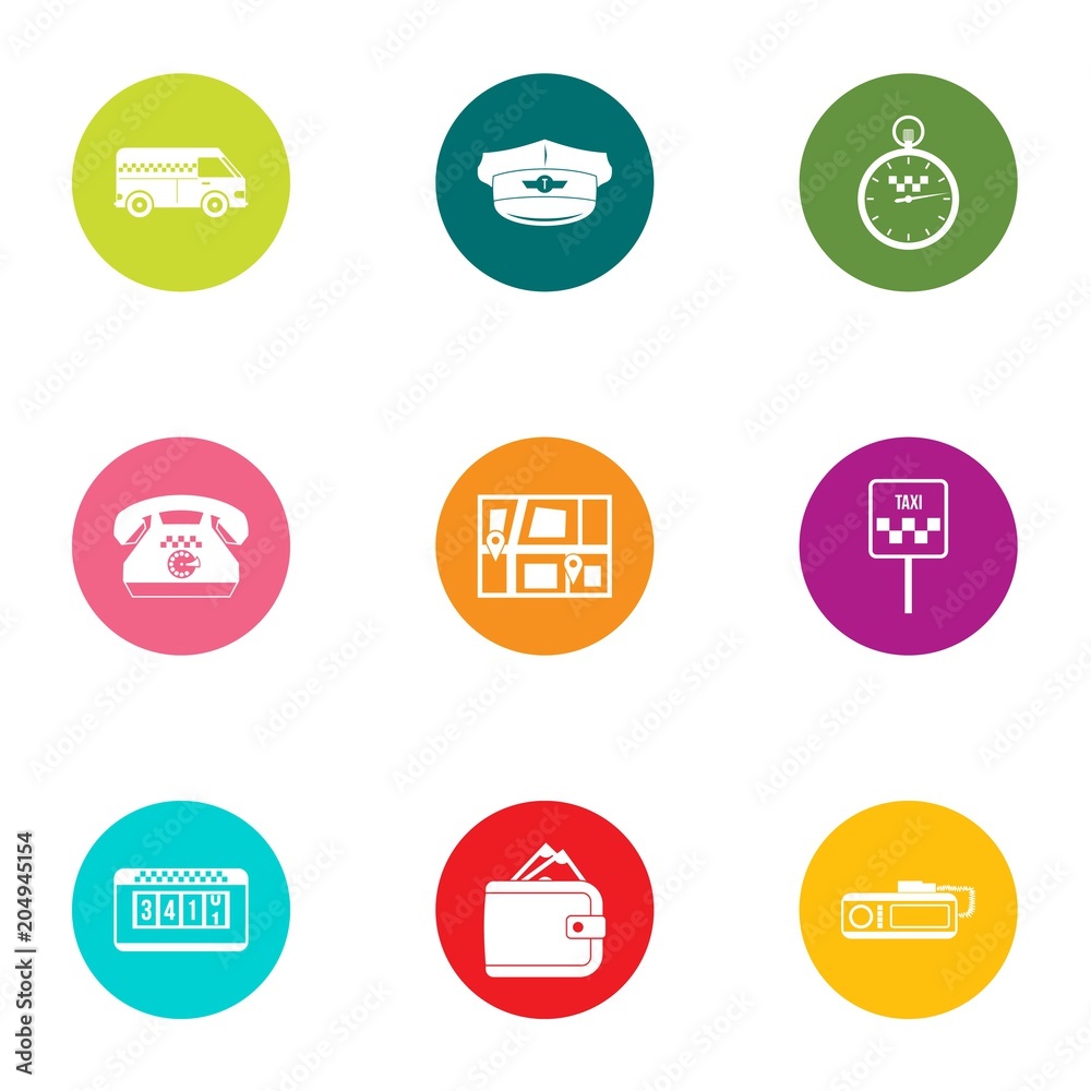 Fast ride icons set, flat style Fast ride icons set, flat style