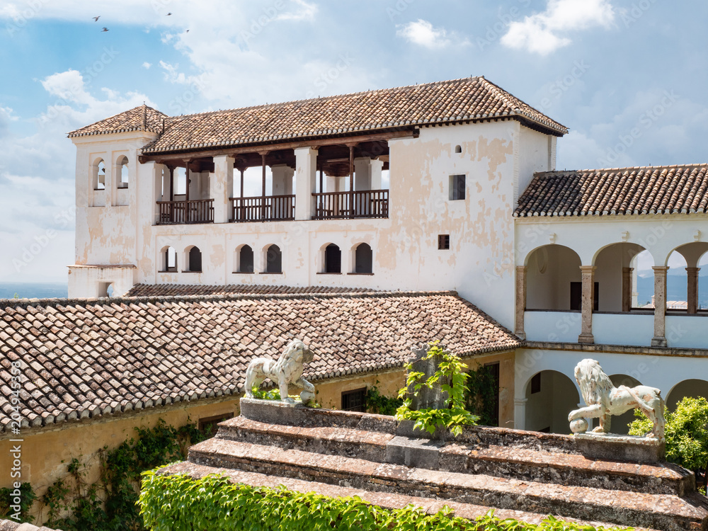 Stunning view of Alhambra palace and fortress complex located in Granada, Andalusia, Spain.