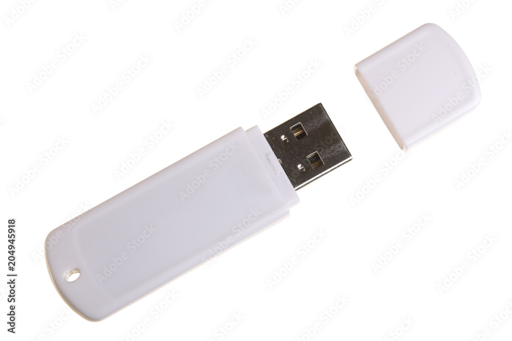 USB Flash Drive isolated on white background. Top view USB Flash Drive isolated on white background. Top view