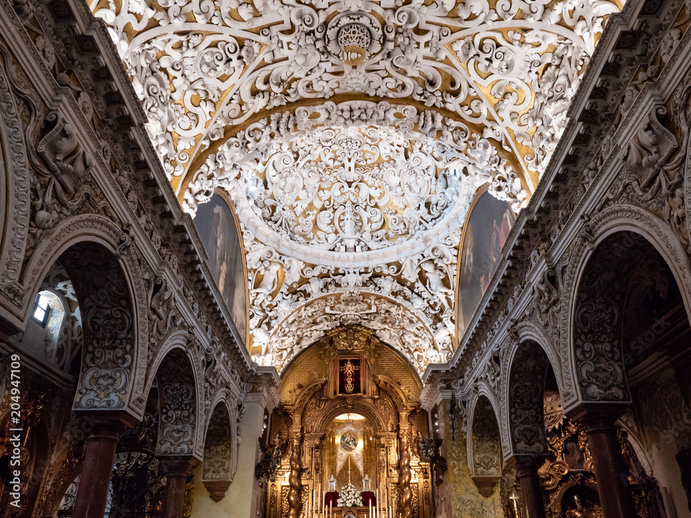 Interiors of santa maria la blanca church, Seville, Andalusia, Spain.