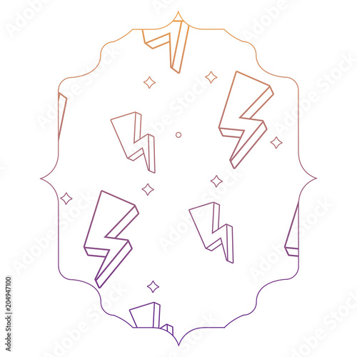 arabic frame with lightnings pattern over white background, vector illustration