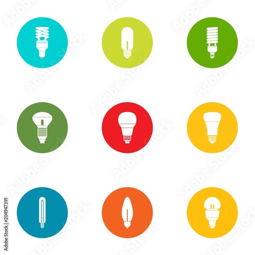 Light bulb icons set, flat style