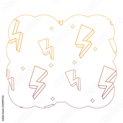 decorative frame with lightnings pattern over white background, vector illustration