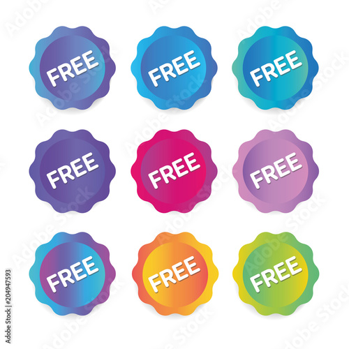 A collection of round stickers labels for banners