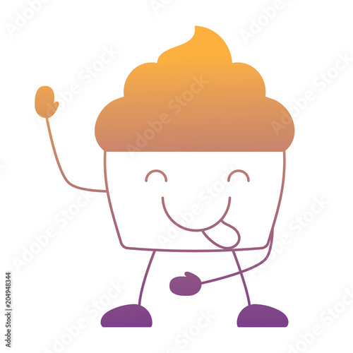 kawaii cupcake icon over white background, vector illustration