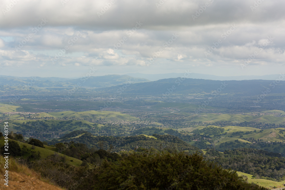 View from Mount Diablo looking west towards East Bay area and ocean