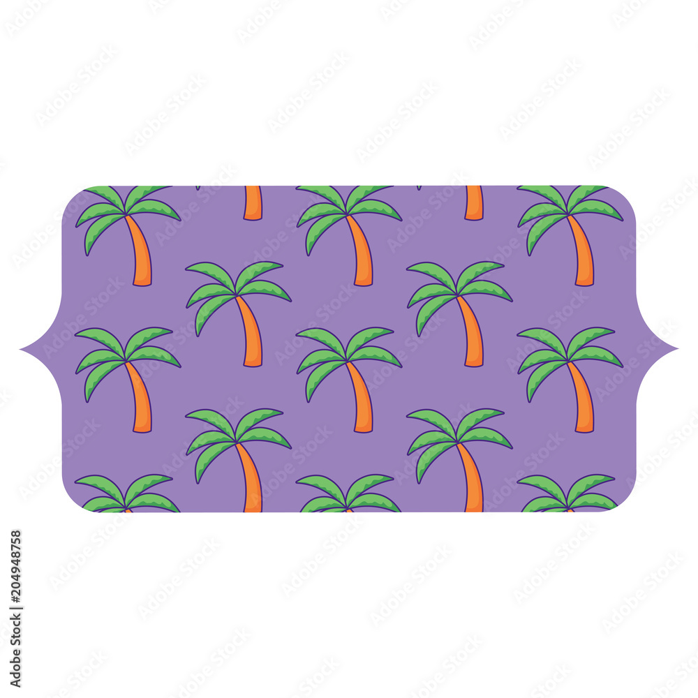 banner with tropical palms pattern over white background, vector illustration