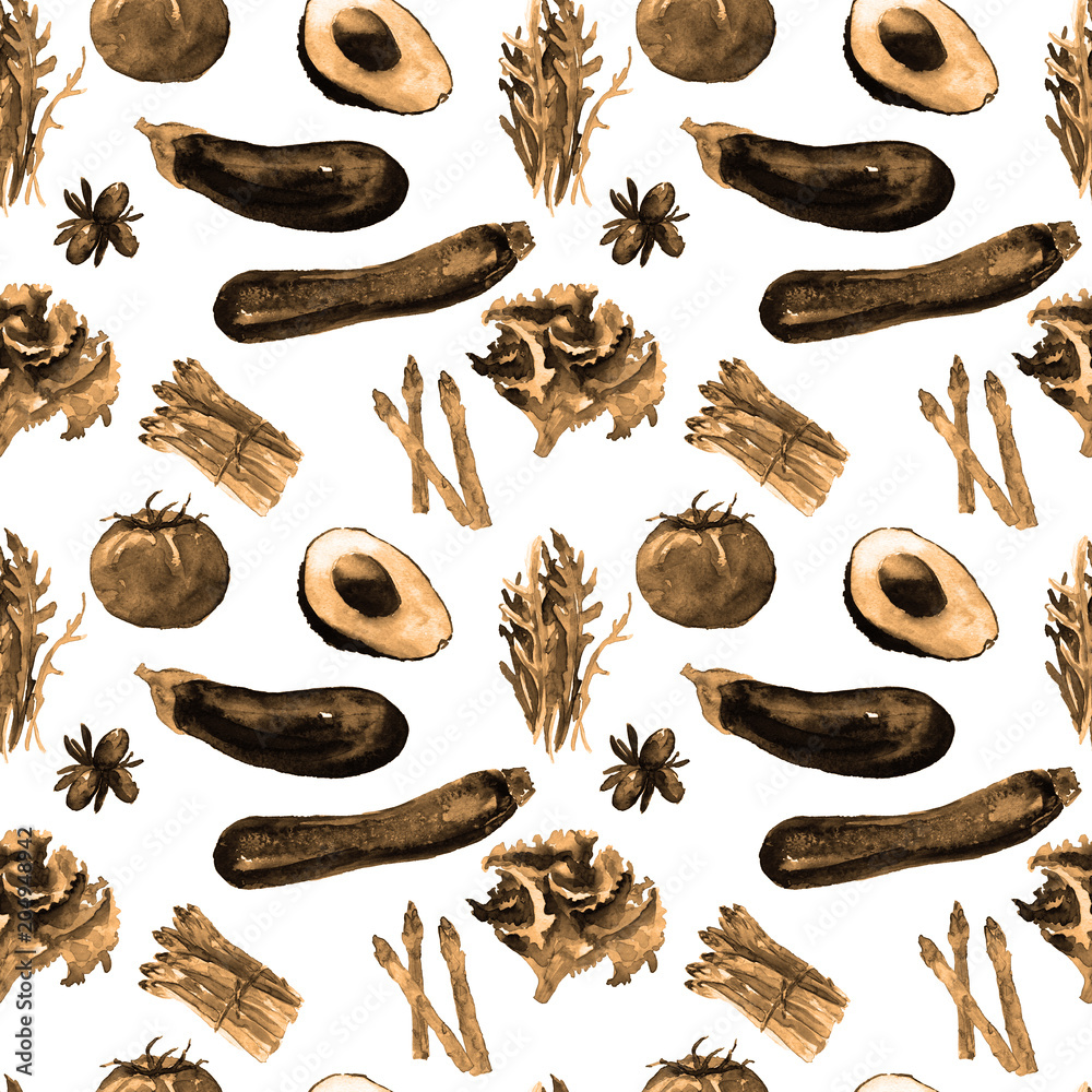 Obraz premium Vegetables Seamless Pattern. Repeatable Pattern with Healthy Food. 