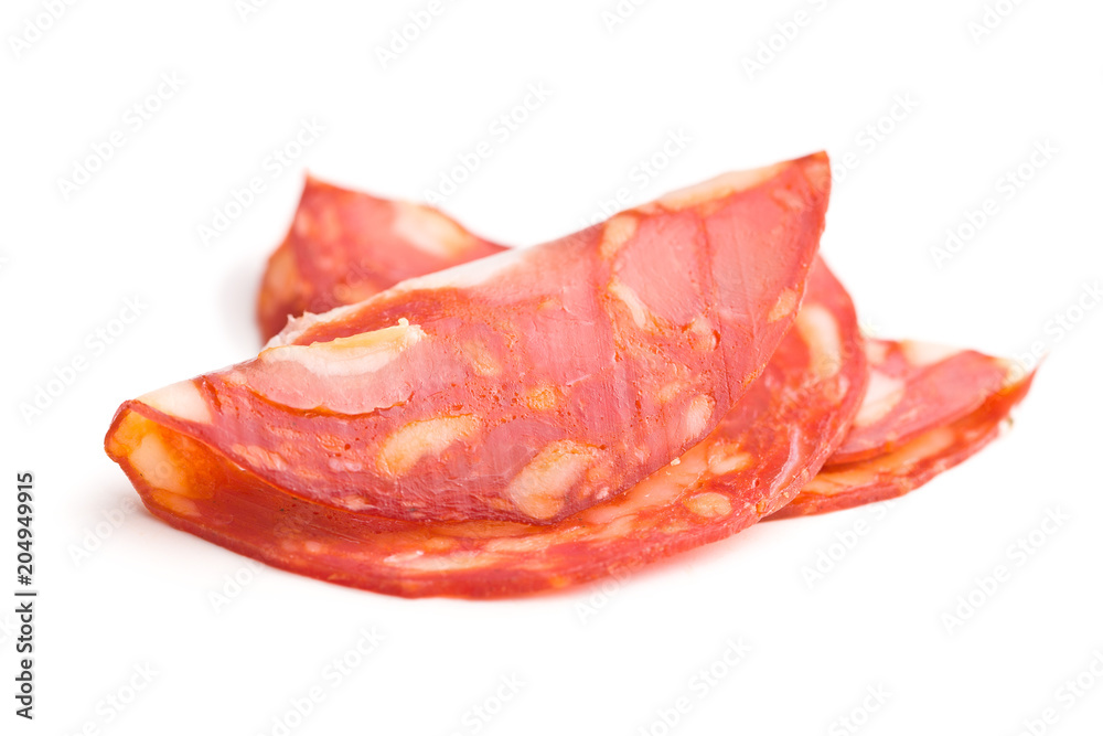 Sliced chorizo salami sausage. Sliced chorizo salami sausage.