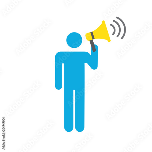 Spokesperson icon - person in a marketing position networks & coordinates with others