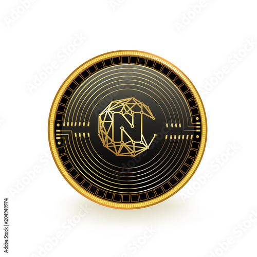 Nucleus Vision Cryptocurrency Black Coin Isolated