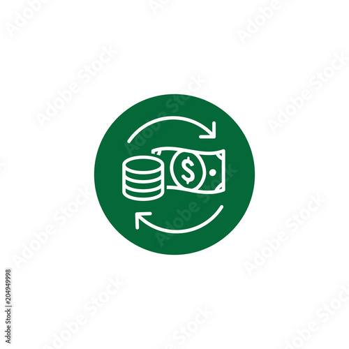 Currency Circulation / money exchange rate icon with dollar bill