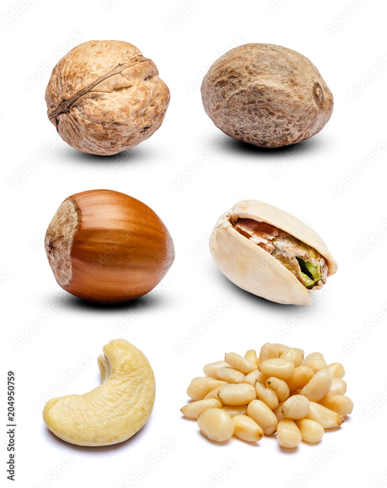 Fototapeta premium Set of nuts isolated on white