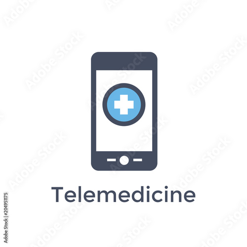 Telemedicine phone icon with healthcare or medicine imagery showing medical record ideas