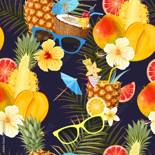Summer seamless cocktail background