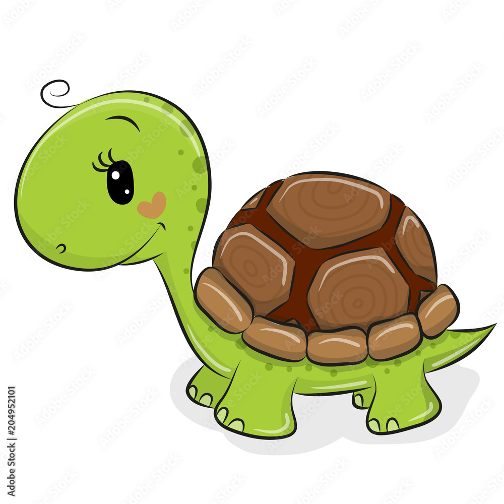 Obraz premium Cute Cartoon Turtle on a white background