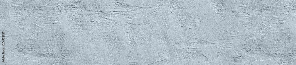 Fototapeta premium panorama pale blue concrete wall background texture with plaster.