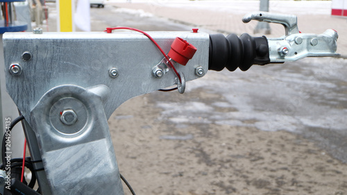 Towbar. Trailing device. Trailer with built-in inertia braking system.