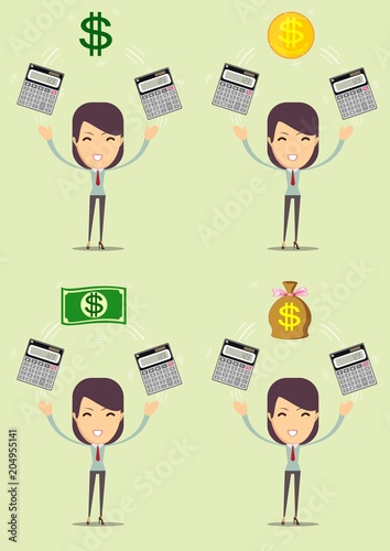 Close up of female accountant or banker making calculations. Savings, finances and economy concept