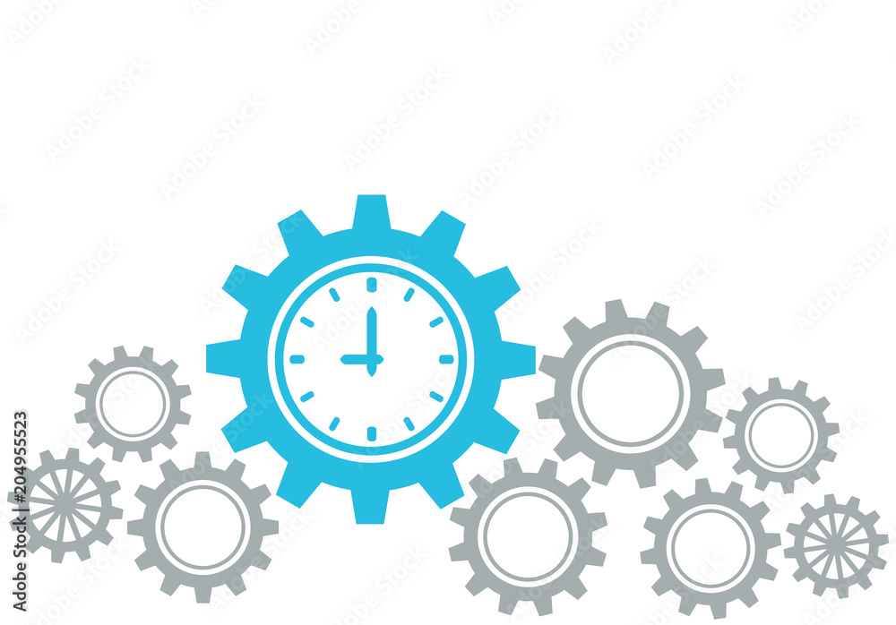 Gears Border Graphics Grey and Blue on White Background Gears Border Graphics Grey and Blue on White Background