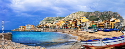 Принти на полотні Aspra Bagheria Sicily Italy high resolution panorama of fishing village
