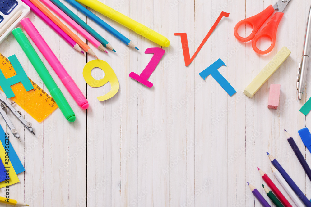 Back to school concept on wooden background Back to school concept on wooden background