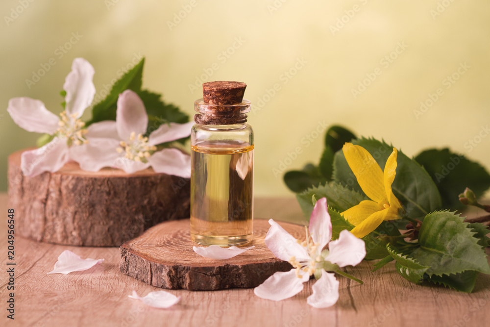 Essential oil and flowers
