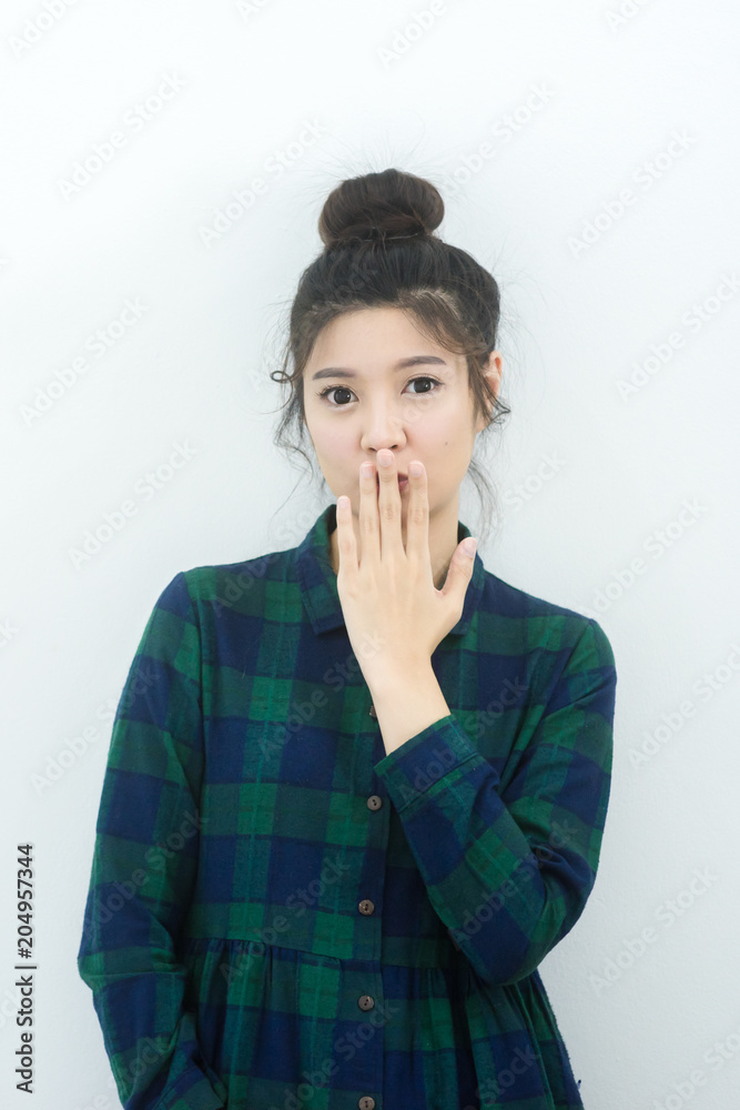 Close up of funny beautiful perfect skin Asian woman look at camera Close up of funny beautiful perfect skin Asian woman look at camera