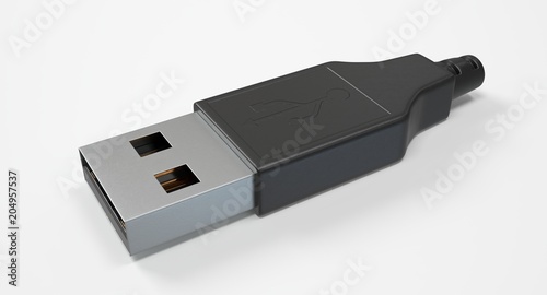 3D rendering - usb plug type-a connector isolated on white background.