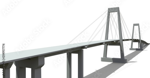 Fototapeta Naklejka Na Ścianę i Meble -  Cable-stayed bridge with a road overpass. 3d rendering.