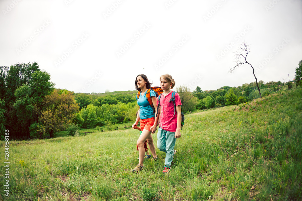 Fototapeta premium Hike with children.