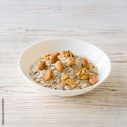 One bowl of muesli and nuts