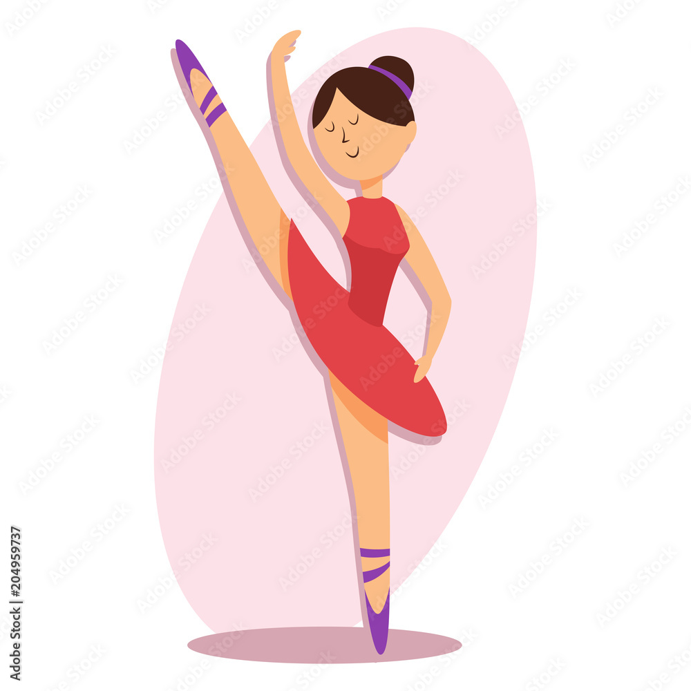 Little ballerina in classic ballet pose vector cartoon illustration of girl  isolated on background. Stock Vector | Adobe Stock