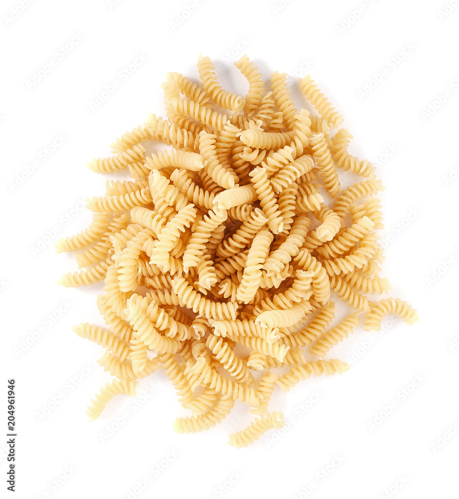 Fusilli pasta on a white background. Isolated.. Fusilli pasta on a white background. Isolated..