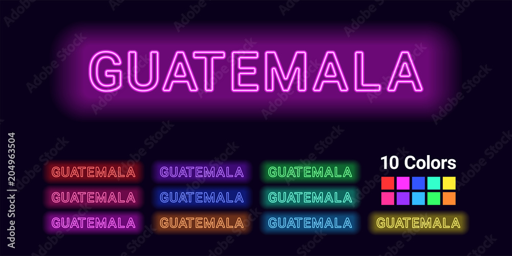 Neon name of Guatemala city Neon name of Guatemala city